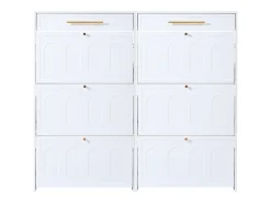 2 Armários de Sapatos Modernos - 2 x 70 x 25 x 123,5 cm - com 6 compartimentos + 1 gaveta - para hall de entrada e sala de estar - MDF - branco