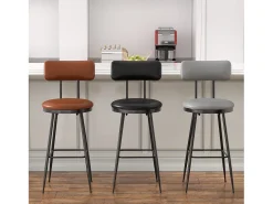 4 cadeiras de bar cinza com encosto, estilo industrial, altura do assento 65 cm