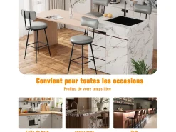 4 cadeiras de bar cinza com encosto, estilo industrial, altura do assento 65 cm