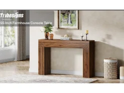 140 cm de comprimento, mesa estreita para sofá, mesa atrás do sofá, mesa de entrada moderna em madeira para a entrada, o corredor, o sala de estar