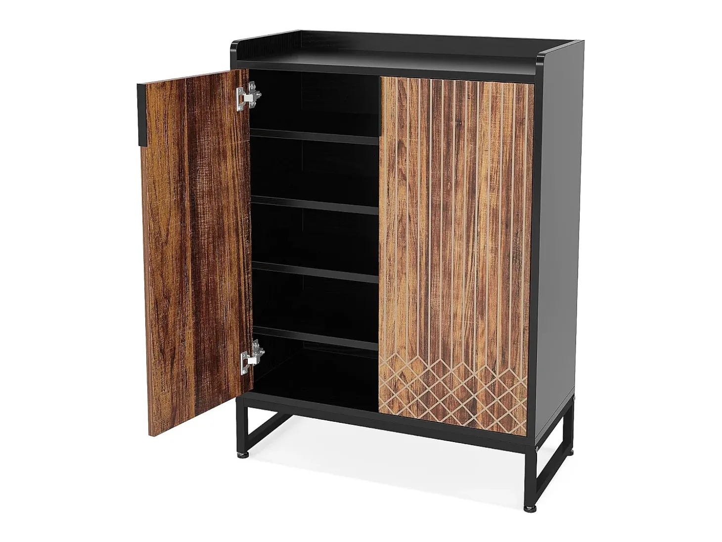 25 Pares de placas para sapatos, Armário Etagere de Grande Capacidade com Estrutura Preta para Entrada