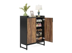 25 Pares de placas para sapatos, Armário Etagere de Grande Capacidade com Estrutura Preta para Entrada
