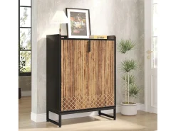 25 Pares de placas para sapatos, Armário Etagere de Grande Capacidade com Estrutura Preta para Entrada