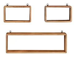 3 pcs conj. prateleiras parede cúbicas madeira de acácia maciça PT224219