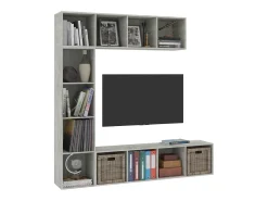 3 pcs conjunto armário TV/estante 180x30x180cm cinzento cimento PT784275