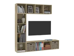 3 pcs conjunto armário TV/estante 180x30x180 cm carvalho sonoma PT395863