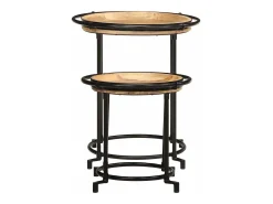 2 pcs Conjunto de mesa de apoio madeira de mangueira maciça