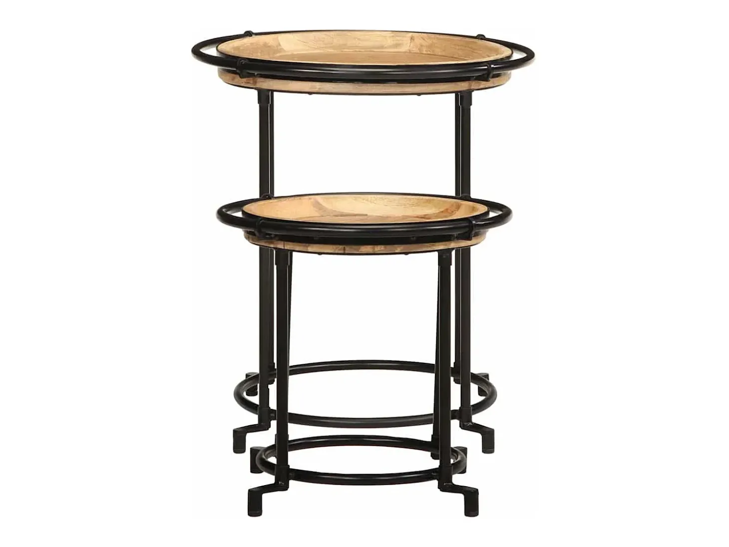 2 pcs Conjunto de mesa de apoio madeira de mangueira maciça