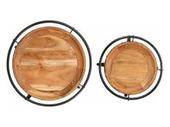 2 pcs Conjunto de mesa de apoio madeira de acácia maciça