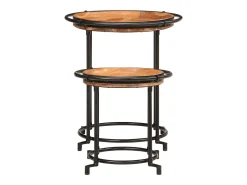 2 pcs Conjunto de mesa de apoio madeira de acácia maciça