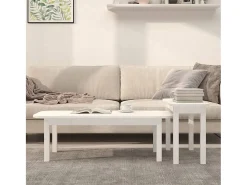 2 pcs conjunto de mesas de centro pinho maciço branco PT671027