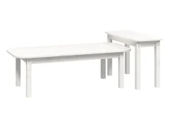 2 pcs conjunto de mesas de centro pinho maciço branco PT671027