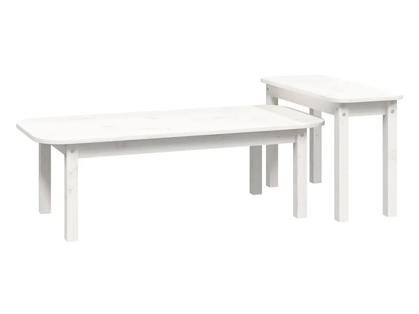 2 pcs conjunto de mesas de centro pinho maciço branco PT671027