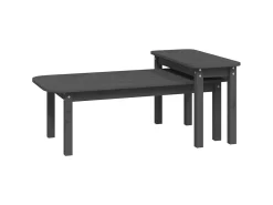2 pcs conjunto de mesas de centro pinho maciço cinzento PT155479