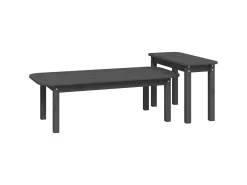 2 pcs conjunto de mesas de centro pinho maciço cinzento PT155479