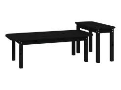 2 pcs conjunto de mesas de centro pinho maciço preto PT782113