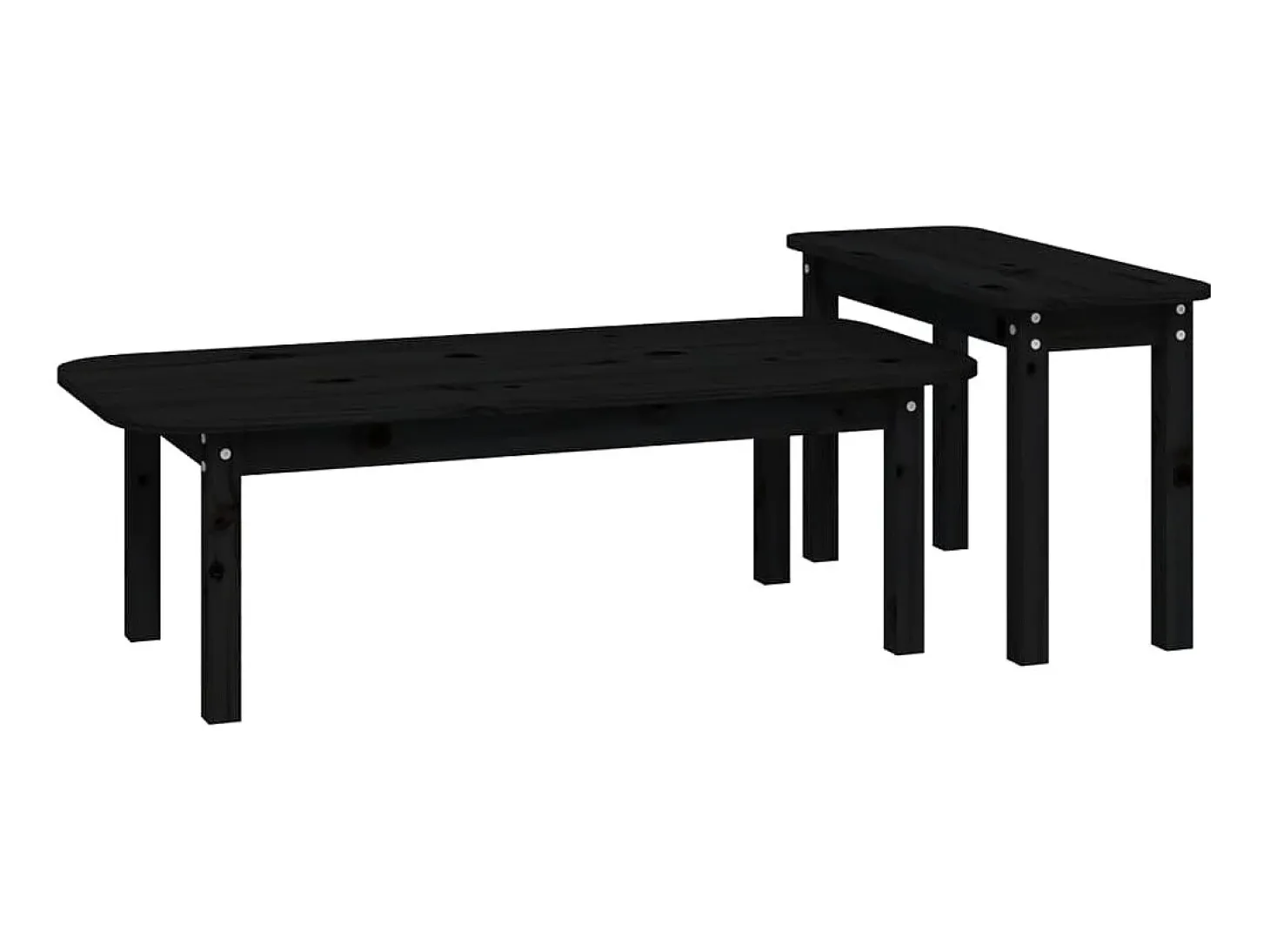 2 pcs conjunto de mesas de centro pinho maciço preto PT782113