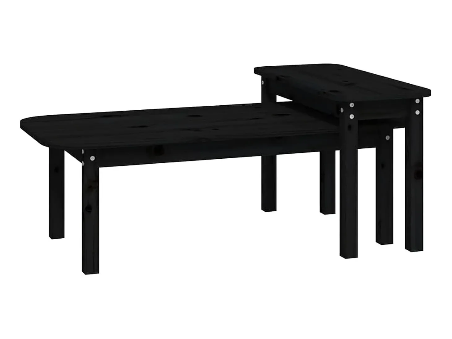 2 pcs conjunto de mesas de centro pinho maciço preto PT782113