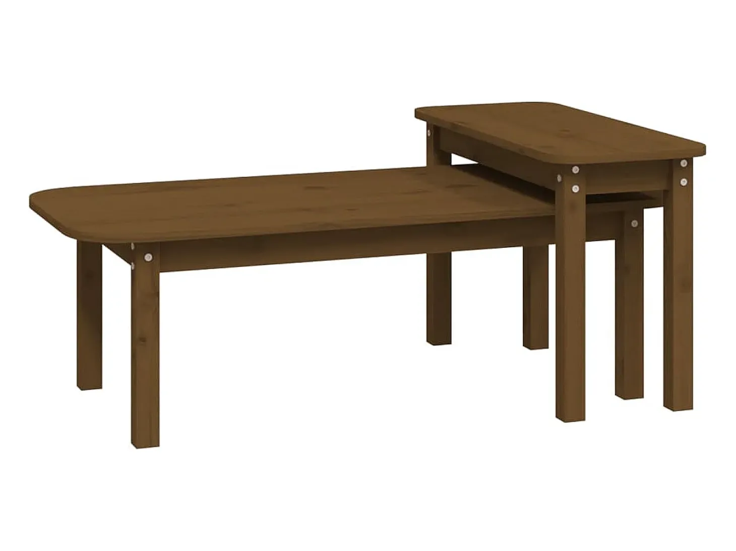 2 pcs conjunto de mesas de centro pinho maciço castanho mel PT308129