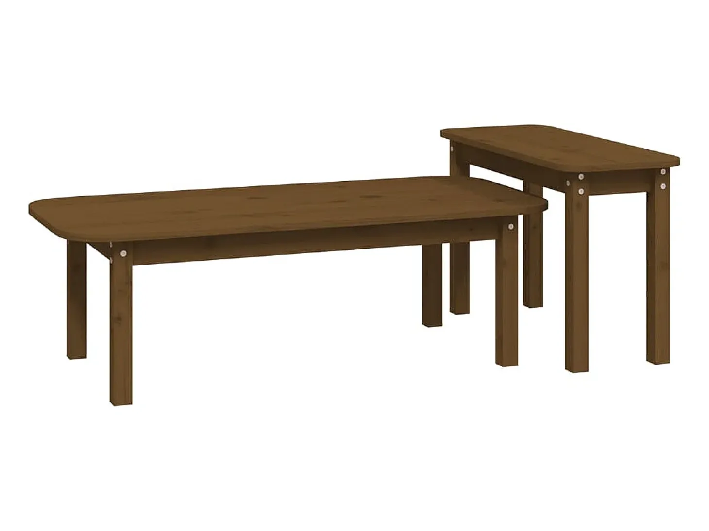 2 pcs conjunto de mesas de centro pinho maciço castanho mel PT308129