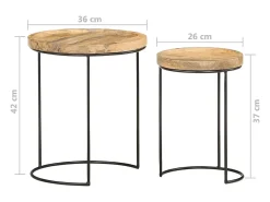 2 pcs conjunto de mesas de centro mangueira maciça e aço