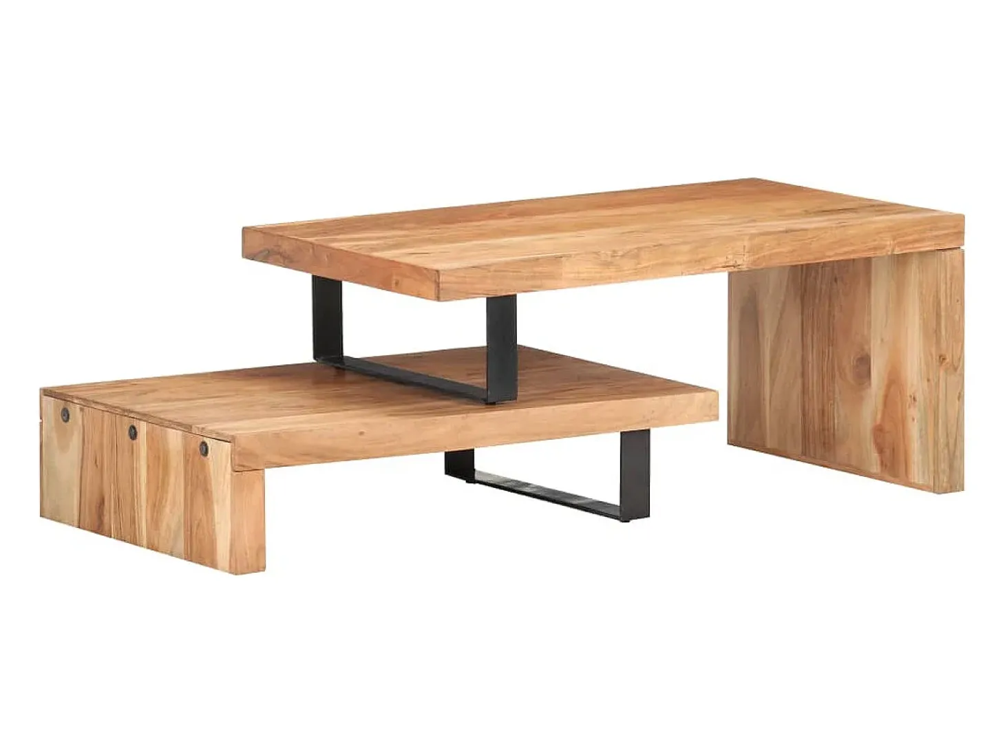 2 pcs conjunto de mesas de centro madeira de acácia maciça