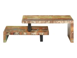 2 pcs conjunto de mesas de centro madeira recuperada maciça PT513526
