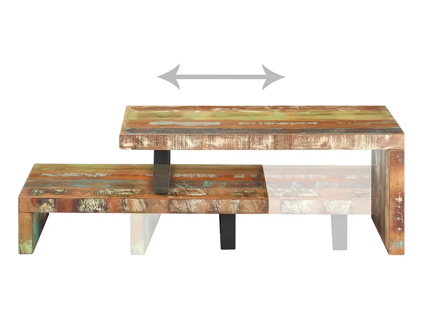 2 pcs conjunto de mesas de centro madeira recuperada maciça PT513526