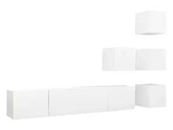 6 pcs conjunto de móveis de TV contraplacado branco