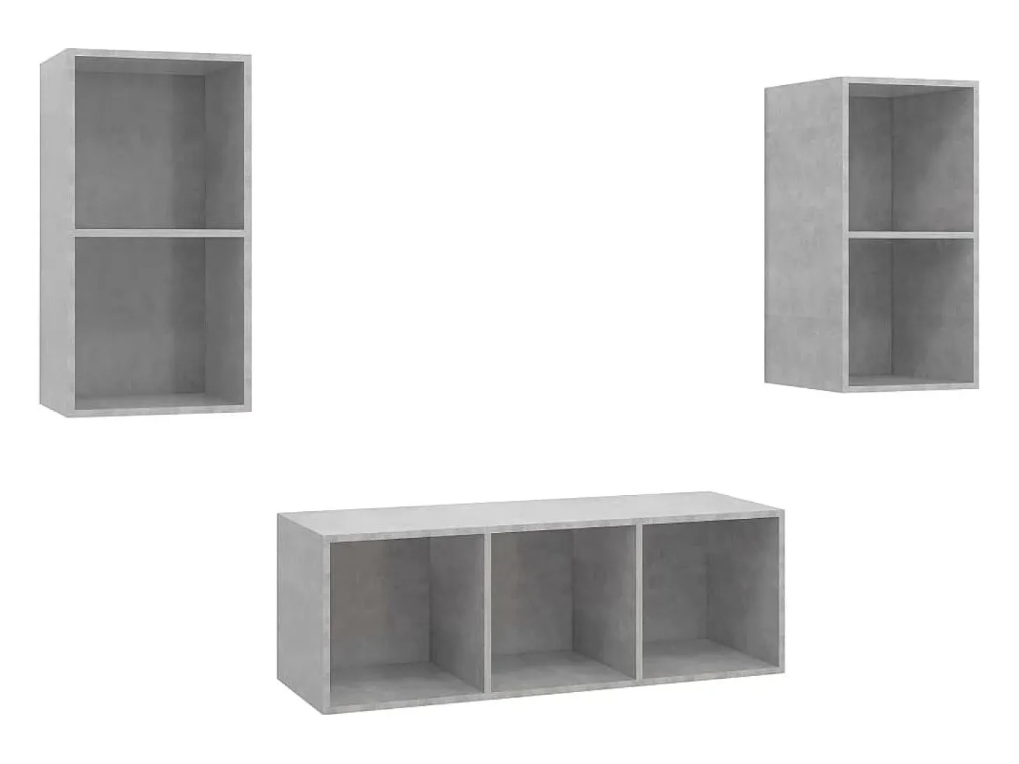 3 pcs conjunto de móveis de TV contraplacado cinzento cimento PT377526
