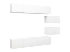 6 pcs conjunto de móveis de TV derivados de madeira branco PT467614