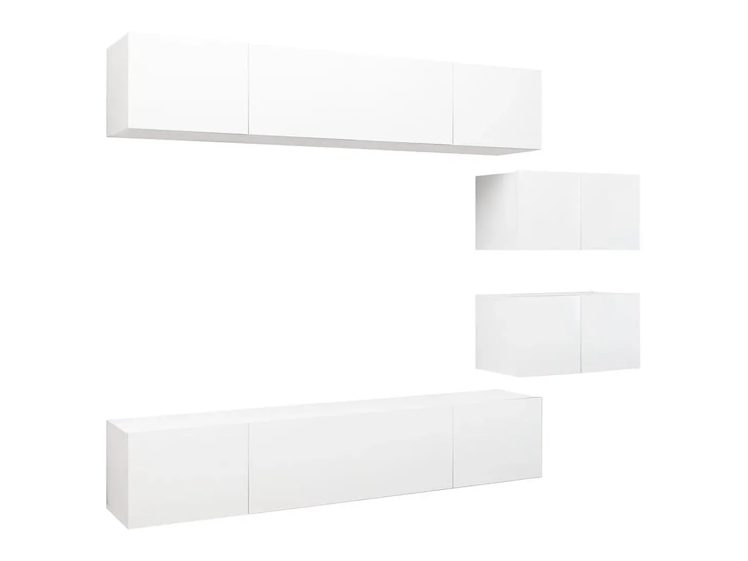 6 pcs conjunto de móveis de TV derivados de madeira branco PT467614