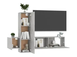 3 pcs conjunto de móveis de TV contraplacado cinzento cimento PT452337