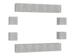 10 pcs conjunto de móveis de TV contraplacado cinzento cimento PT269235