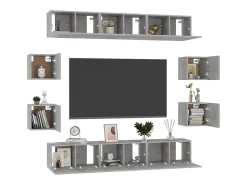 10 pcs conjunto de móveis de TV contraplacado cinzento cimento PT269235