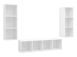 3 pcs conjunto de móveis de TV contraplacado branco PT427696