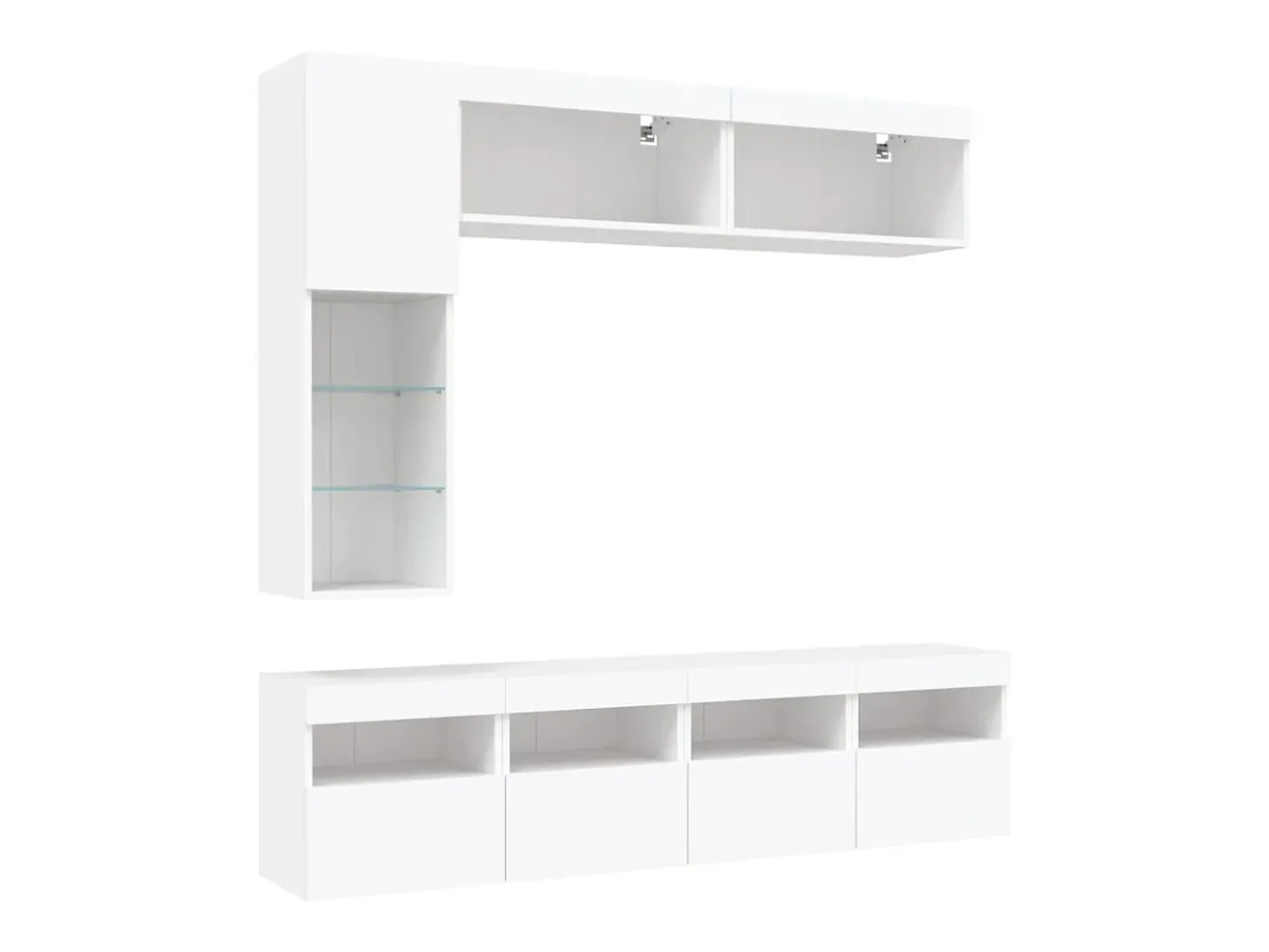 7 pcs conjunto de móveis de parede para TV com luzes LED branco PT730549