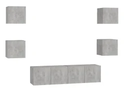 6 pcs conjunto de móveis de TV contraplacado cinzento cimento PT569045