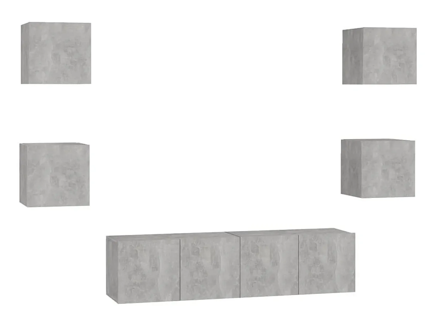 6 pcs conjunto de móveis de TV contraplacado cinzento cimento PT569045