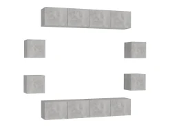 8 pcs conjunto de móveis de TV contraplacado cinzento cimento PT702457