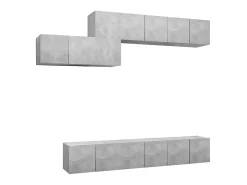 7 pcs conjunto de móveis de TV derivados madeira cinza cimento PT742068