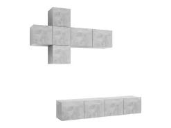 7 pcs conjunto de móveis de TV contraplacado cinzento cimento PT377653