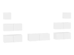7 pcs conjunto de móveis de TV derivados de madeira branco PT782078