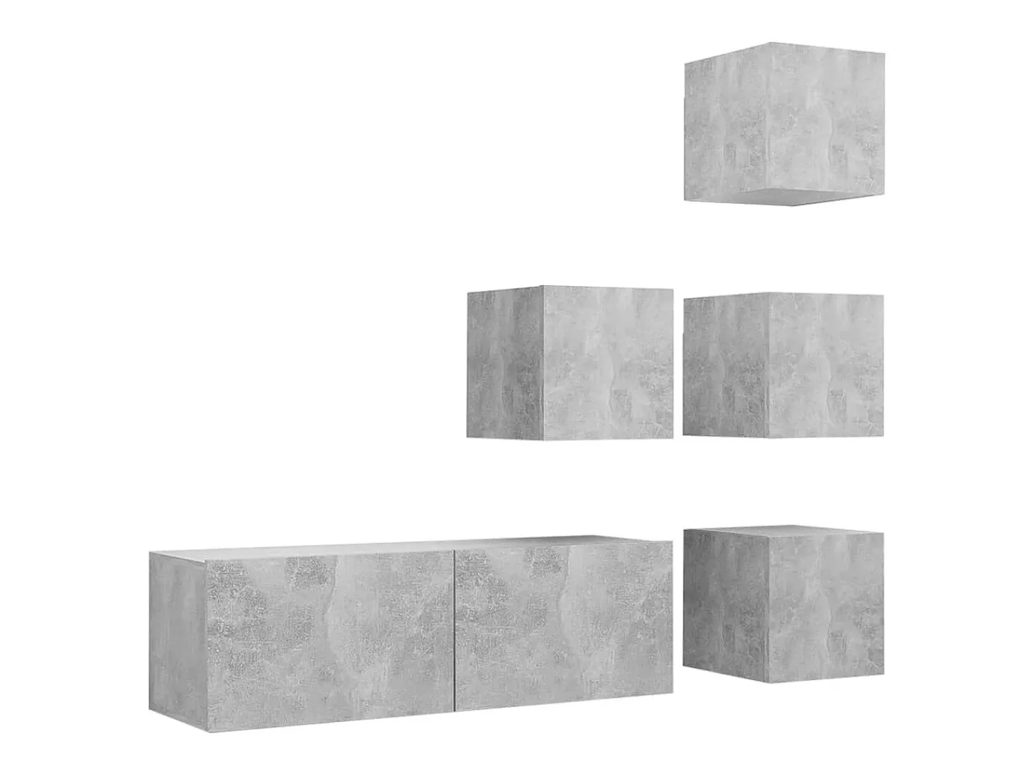 5 pcs conjunto de móveis de TV contraplacado cinzento cimento