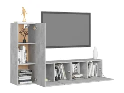 3 pcs conjunto de móveis de TV contraplacado cinzento cimento PT887901