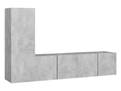 3 pcs conjunto de móveis de TV contraplacado cinzento cimento PT887901