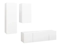 4 pcs conjunto de móveis de TV derivados de madeira branco PT905244