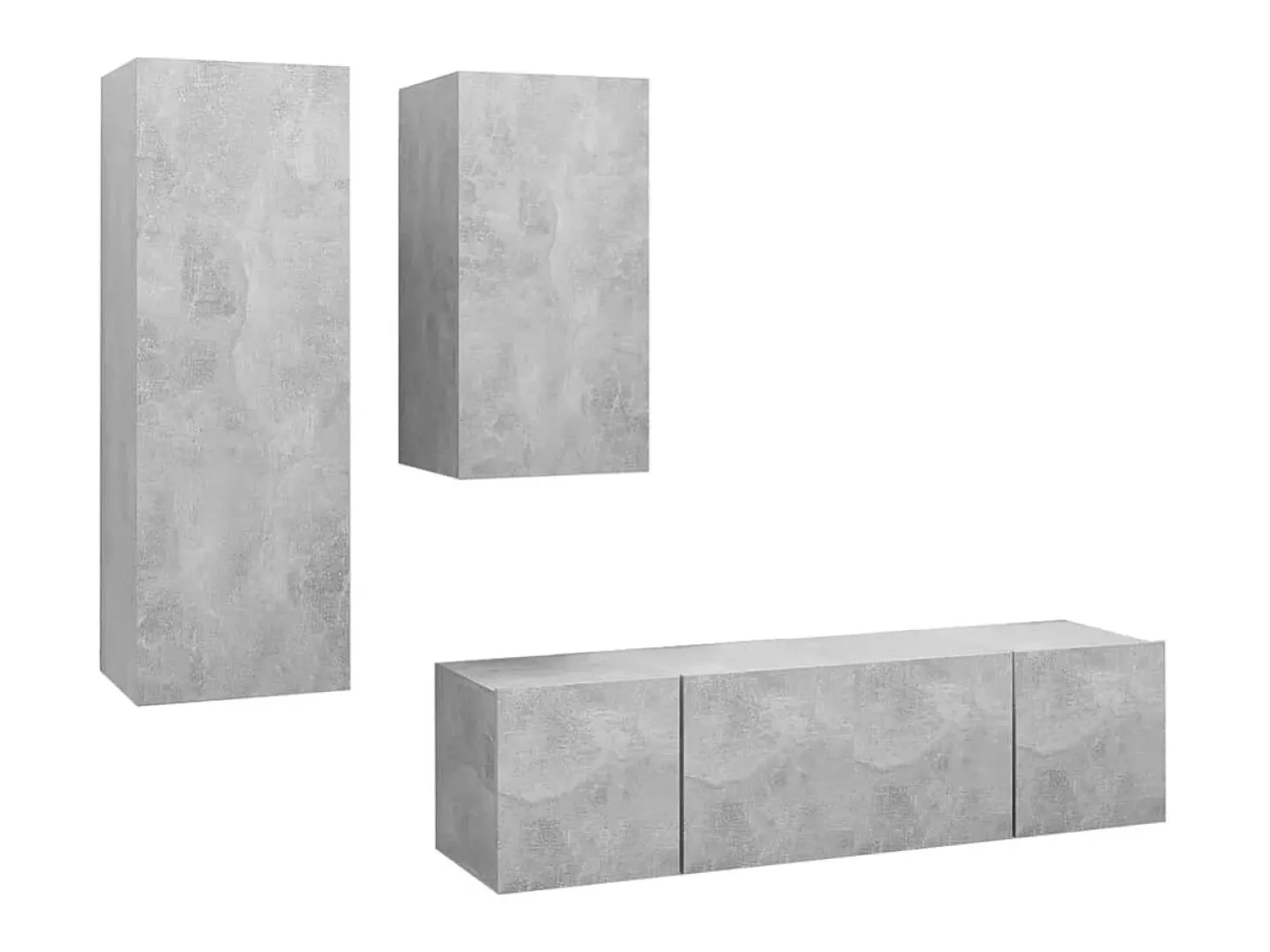 4 pcs conjunto de móveis de TV derivados madeira cinza cimento PT892341