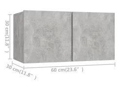 8 pcs conjunto de móveis de TV contraplacado cinzento cimento
