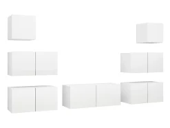 7 pcs conjunto de móveis de TV derivados de madeira branco PT122781